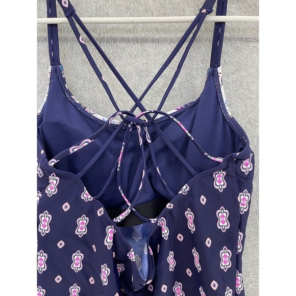 Island Escape Women's Tankini Blue Strappy Cross Back Size 12 Pink  Swim top - Picture 6 of 8
